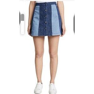 Rebecca Minkoff denim skirt Womens 6 Small Blue Colorblock Boho Western Jean